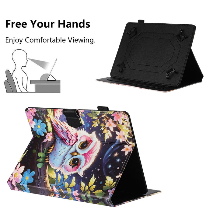 Universal 10-inch Tablet Case Litchi Texture Pattern Printing Leather Cover Auto Sleep  /  Wake with Card Holder - Owl - 6