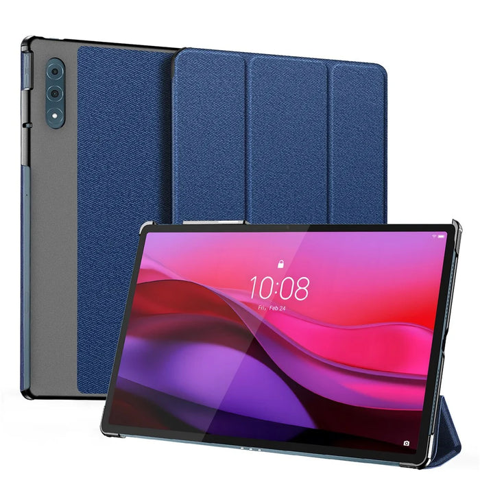 DUX DUCIS For Lenovo Yoga Tab Plus Case  Domo Series Tri-fold Stand PU Leather Protective Tablet Cover - Blue - 1