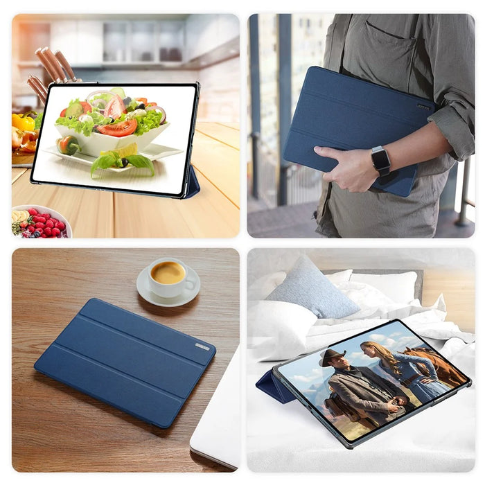 DUX DUCIS For Lenovo Yoga Tab Plus Case  Domo Series Tri-fold Stand PU Leather Protective Tablet Cover - Blue - 7