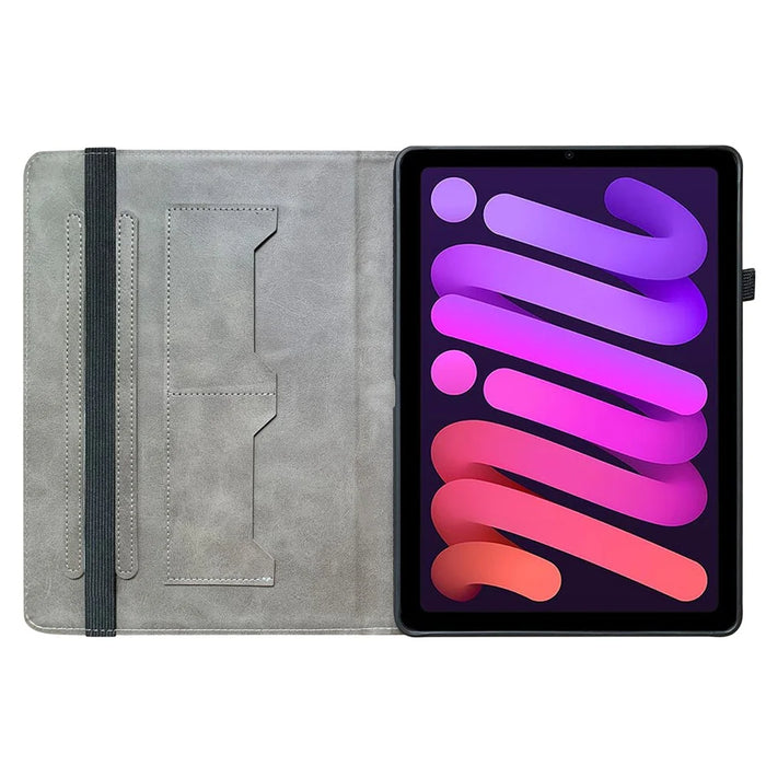 For iPad mini (2024)  /  (2021) Leather Case Pattern Printed Stand Tablet Cover with Card Slots - Lion Head - 3
