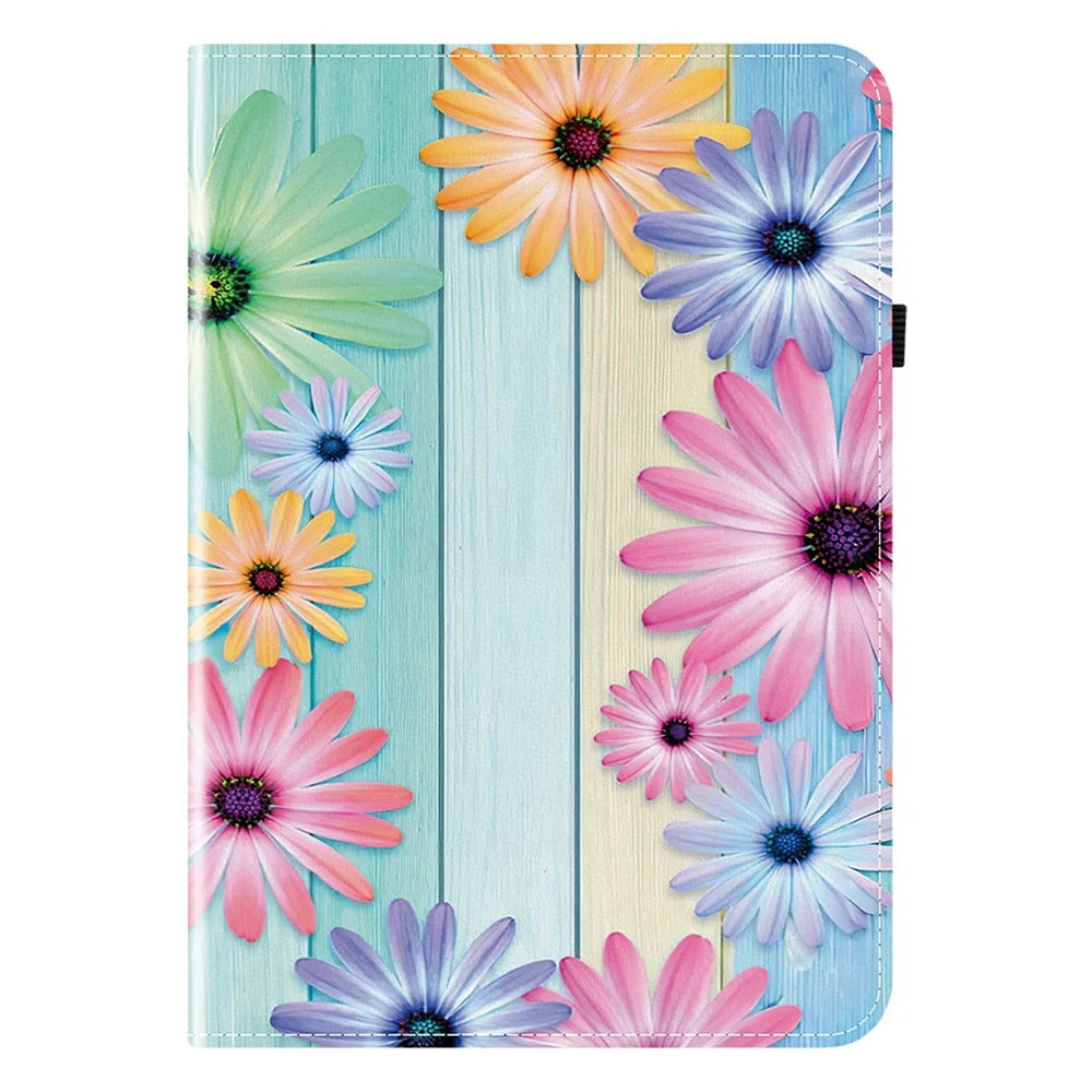 Leather Case For iPad Air 13 (2026) / (2025) / (2024) / Pro 12.9 (2022) / (2021) / (2020) Pattern Printed Tablet Cover with Card Slots - Sunflower - 6