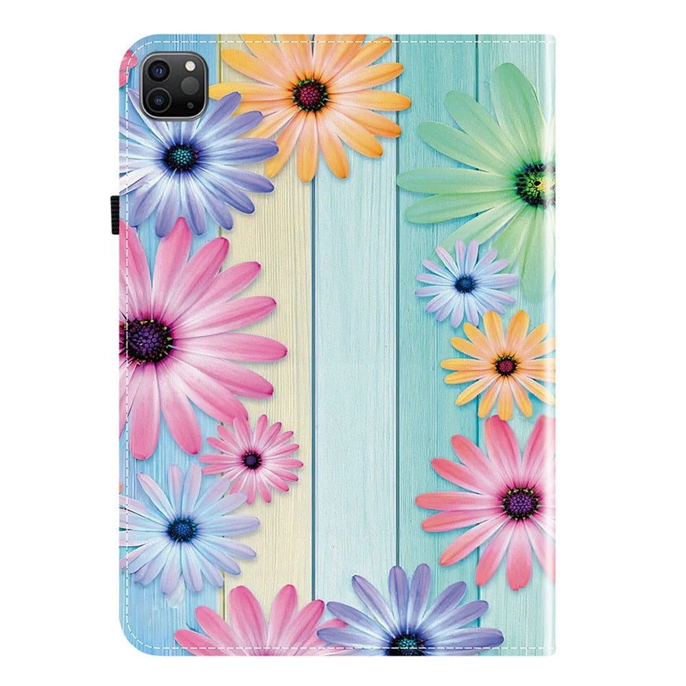 Leather Case For iPad Air 13 (2026) / (2025) / (2024) / Pro 12.9 (2022) / (2021) / (2020) Pattern Printed Tablet Cover with Card Slots - Sunflower - 7