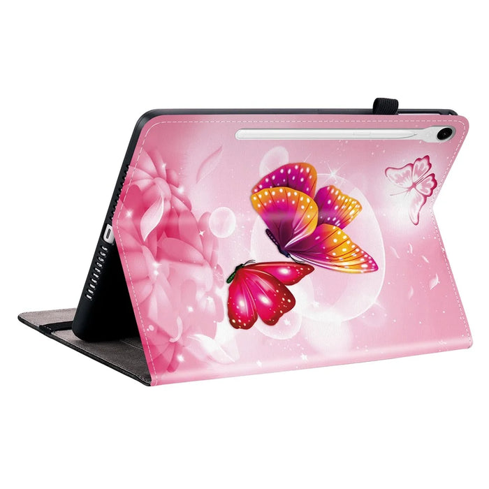 Leather Case For Samsung Galaxy Tab S10 Lite / S10 FE / S9 FE / S9 Pattern Printed Stand Tablet Cover with Card Slots - Pink Butterfly - 4