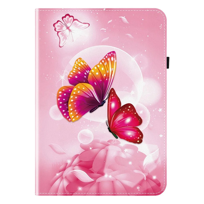 Leather Case For Samsung Galaxy Tab S10 Lite / S10 FE / S9 FE / S9 Pattern Printed Stand Tablet Cover with Card Slots - Pink Butterfly - 6