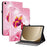For Samsung Galaxy Tab A9+ Leather Case Pattern Printed Stand Tablet Cover with Card Slots - Pink Butterfly - 1