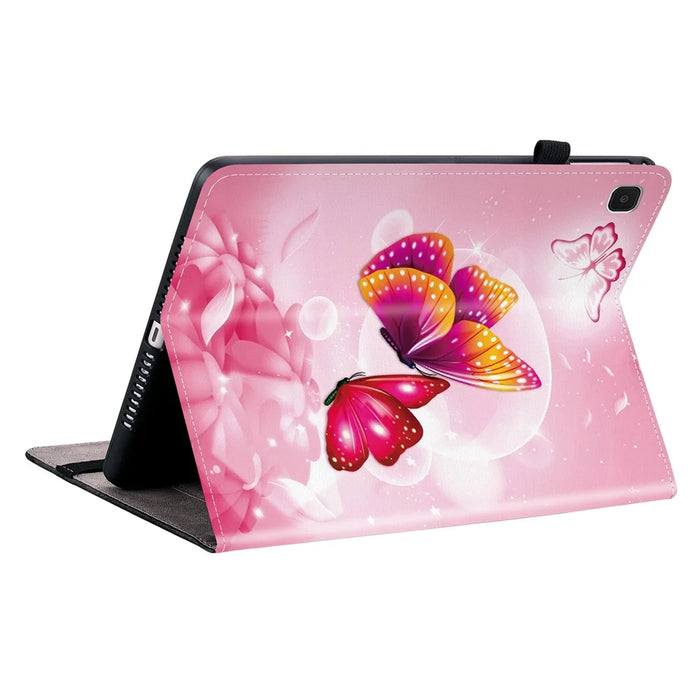 For Samsung Galaxy Tab A7 Lite 8.7-inch T220  /  T225 Leather Case Pattern Printed Stand Tablet Cover with Card Slots - Pink Butterfly - 4