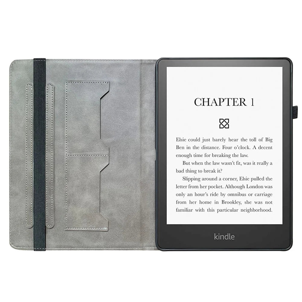 For Amazon Kindle Paperwhite (2021) Leather Case Pattern Printed Stand Tablet Cover with Card Slots - Lion Head - 3