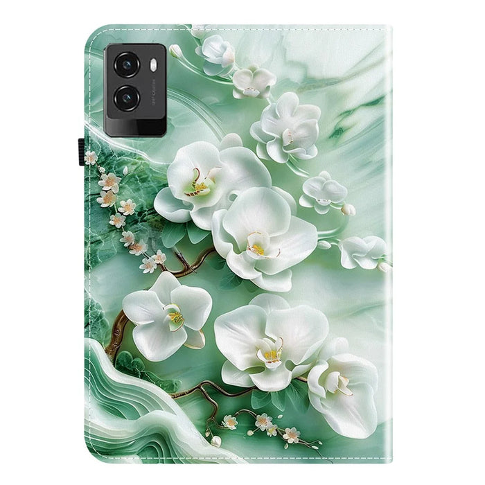 For Lenovo Legion Y700 (2025) Leather Case Pattern Printed Stand Tablet Cover with Card Slots - Jade Flower - 6