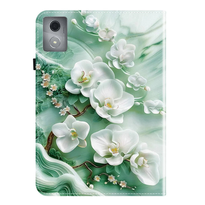 Leather Case For Lenovo Tab K11 Plus / M11 Plus / Xiaoxin Pad Plus (2024) Pattern Printed Stand Tablet Cover with Card Slots - Jade Flower - 6