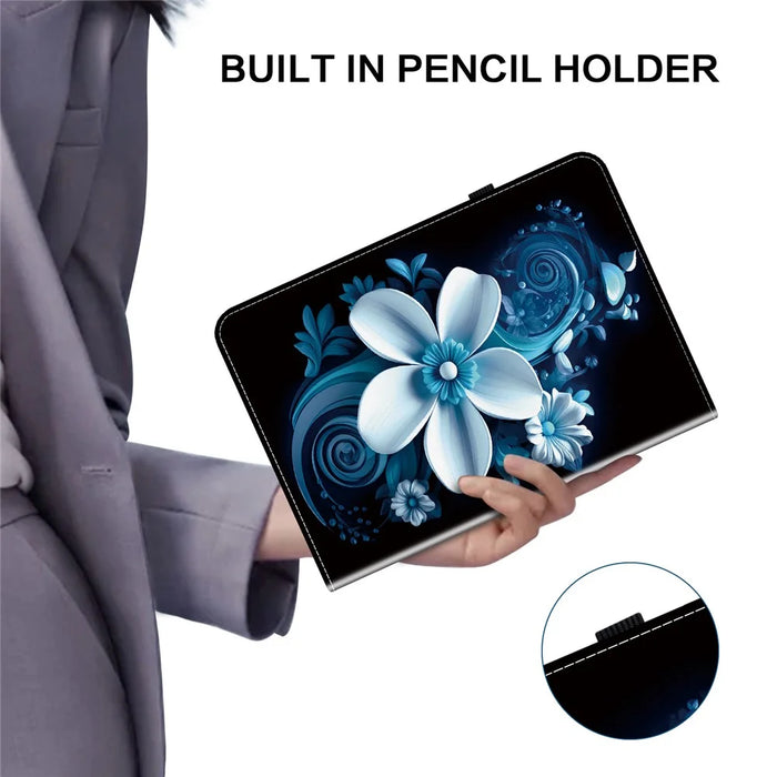 For Lenovo Tab M11 TB-330FC  /  Xiaoxin Pad 11 2024 TB-331FC Leather Case Pattern Printed Stand Tablet Cover with Card Slots - Black Orchid - 5