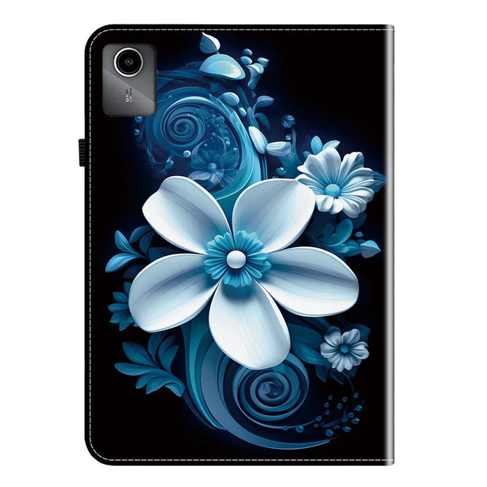 For Lenovo Tab M11 TB-330FC  /  Xiaoxin Pad 11 2024 TB-331FC Leather Case Pattern Printed Stand Tablet Cover with Card Slots - Black Orchid - 6