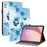 For Lenovo Tab M9 TB-310FU Leather Case Pattern Printed Stand Tablet Cover with Card Slots - Blue Butterfly - 1