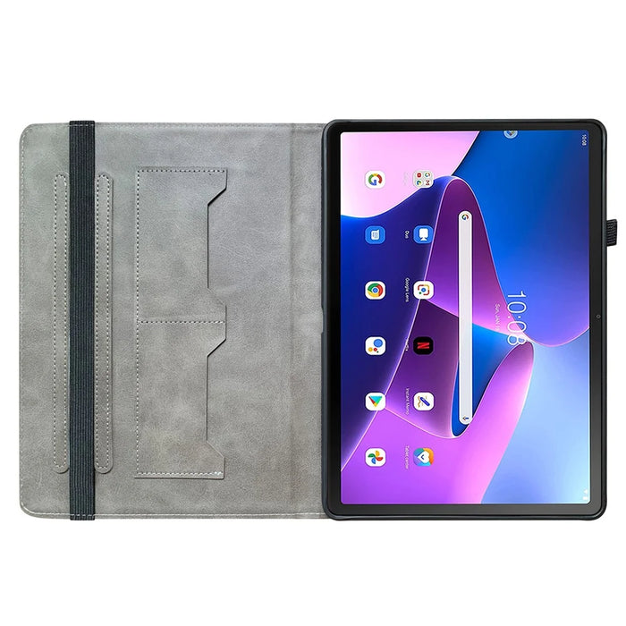 For Lenovo Tab M10 (Gen 3) Leather Case Pattern Printed Stand Tablet Cover with Card Slots - Lion Head - 3