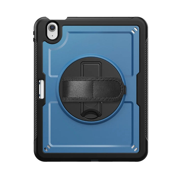 For iPad Air 11 (2026) / (2025) / (2024) Case Kickstand PC + TPE Tablet Cover with Hand Strap and Shoulder Strap - Navy Blue - 7