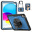 For iPad (2025)  /  10.9 (2022) Case Kickstand PC + TPE Tablet Cover with Hand Strap and Shoulder Strap - Navy Blue - 1