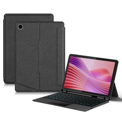 For Lenovo Tab 10.1 (2025) Leather Case + Bluetooth-Compatible Keyboard with Backlight Trackpad - 1