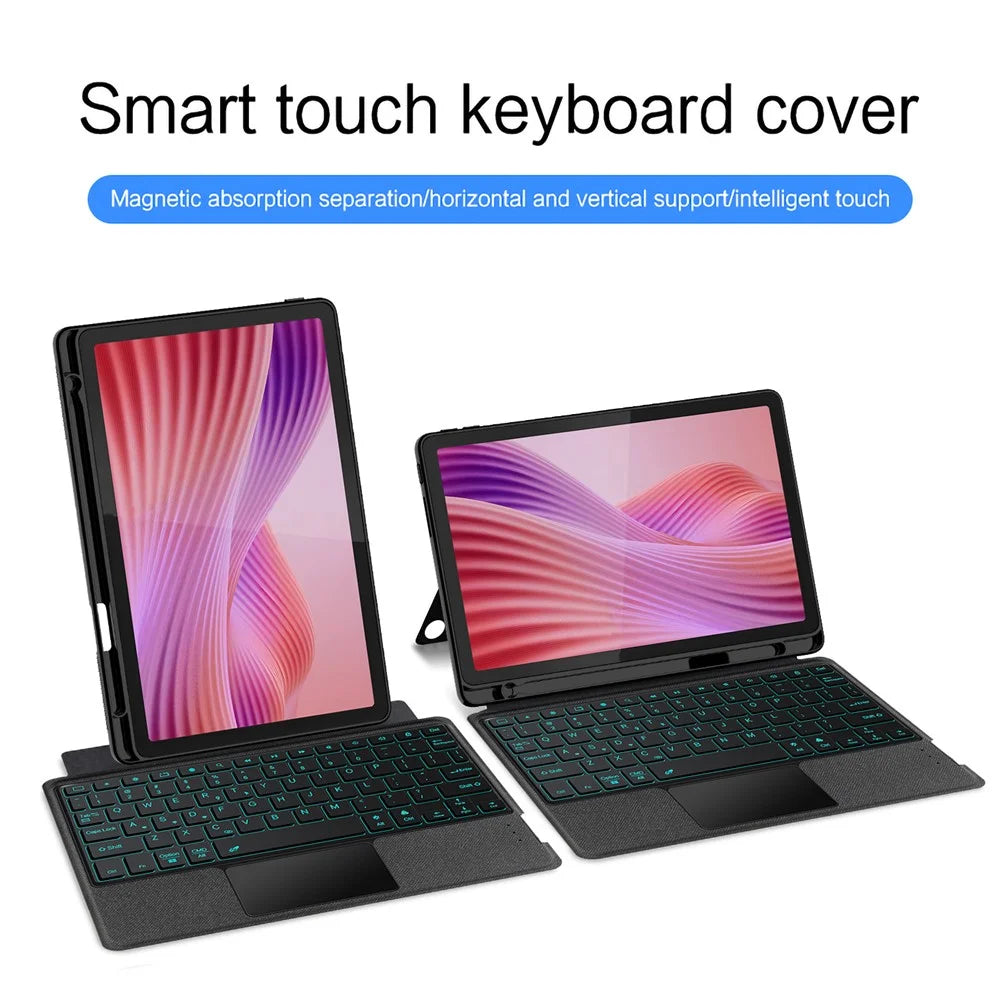 For Lenovo Tab 10.1 (2025) Leather Case + Bluetooth-Compatible Keyboard with Backlight Trackpad - 3