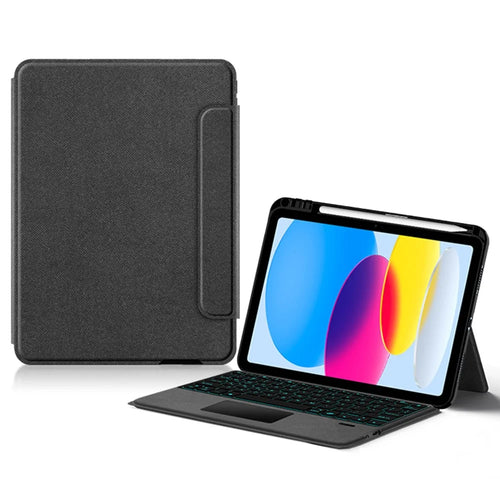 For iPad (2025) Leather Case + Touchpad Bluetooth-Compatible Keyboard with Backlit - 1