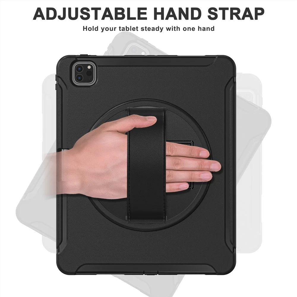 Tablet Case For iPad Air 13 (2026) / (2025) / (2024) / Pro 12.9 (2022) / (2021) / (2020) Rotary Kickstand Cover with Pen Slot / PET Screen Protector - Black - 3
