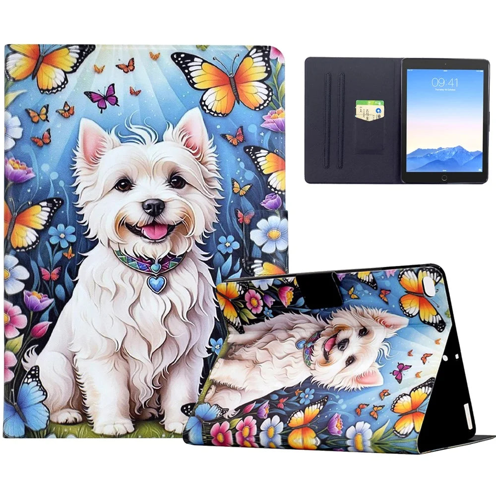 Stand Case for iPad 9.7-inch (2018) / (2017) / Air 2 / Air (2013) Pattern Printing Tablet Leather Cover with Auto Wake / Sleep - Dog - 1