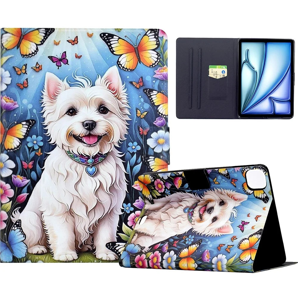 Stand Case for iPad Air 11 (2026) / (2025) / (2024) / Air (2022) / (2020) / Pro 11 (2022) / (2021) / (2020) / (2018) Tablet Leather Cover - Dog - 1