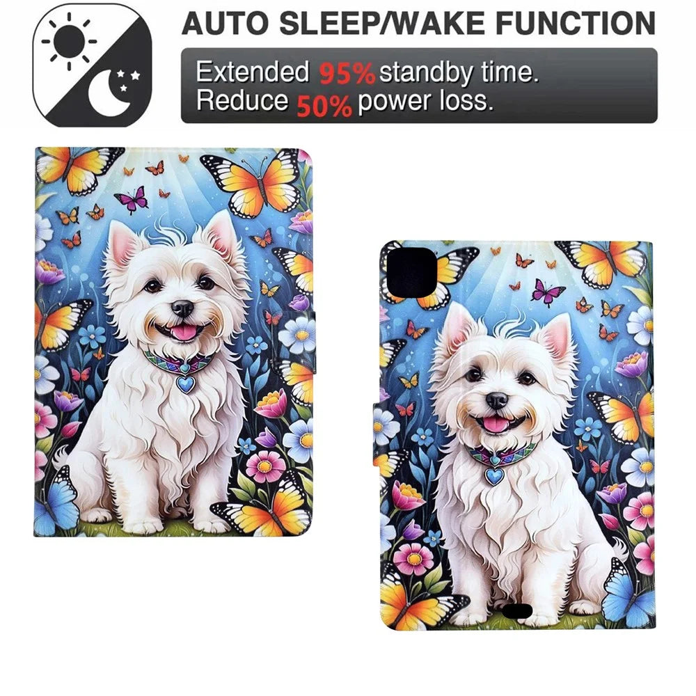 For iPad Pro 11 (2025) / (2024) Stand Case Pattern Printing Tablet Leather Cover with Auto Wake / Sleep - Dog - 5