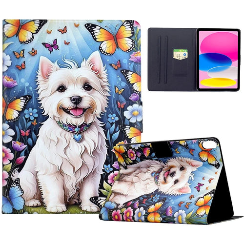 Stand Case for iPad (2025) / iPad 10.9 (2022) Pattern Printing Tablet Leather Cover with Auto Wake / Sleep - Dog - 1