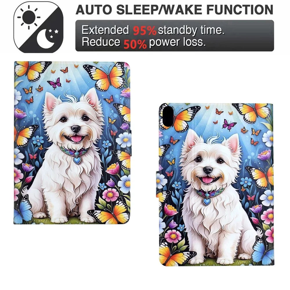 Stand Case for iPad (2025) / iPad 10.9 (2022) Pattern Printing Tablet Leather Cover with Auto Wake / Sleep - Dog - 5