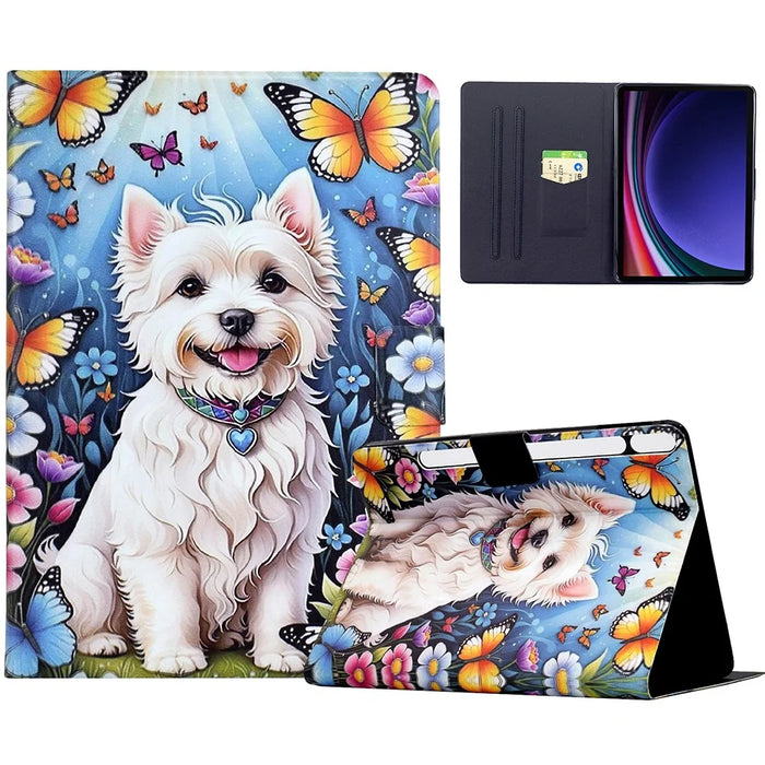 Stand Case for Samsung Galaxy Tab S9 / S9 FE Pattern Printing Tablet Leather Cover with Auto Wake / Sleep - Dog - 1
