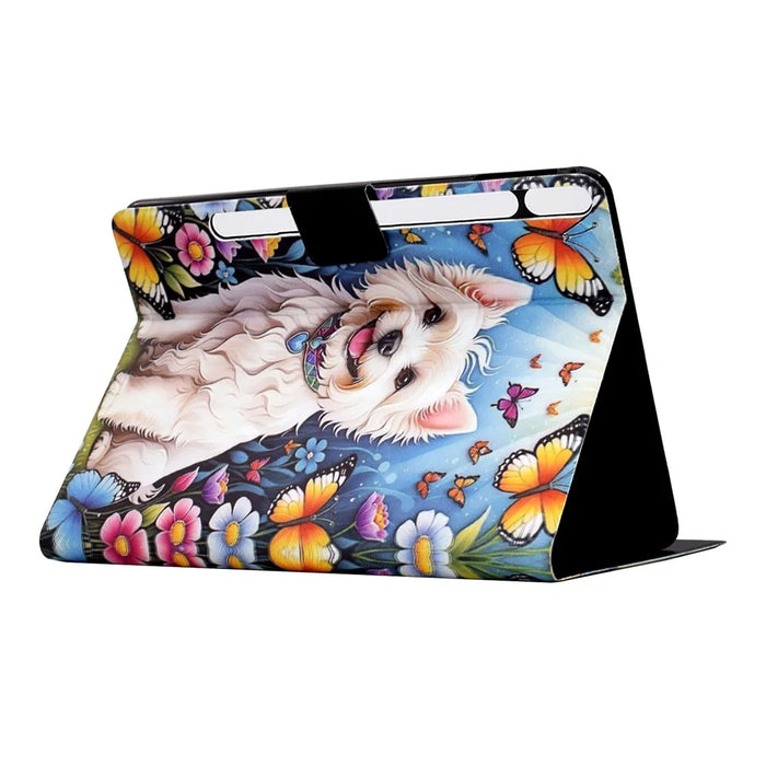 Stand Case for Samsung Galaxy Tab S9 / S9 FE Pattern Printing Tablet Leather Cover with Auto Wake / Sleep - Dog - 4