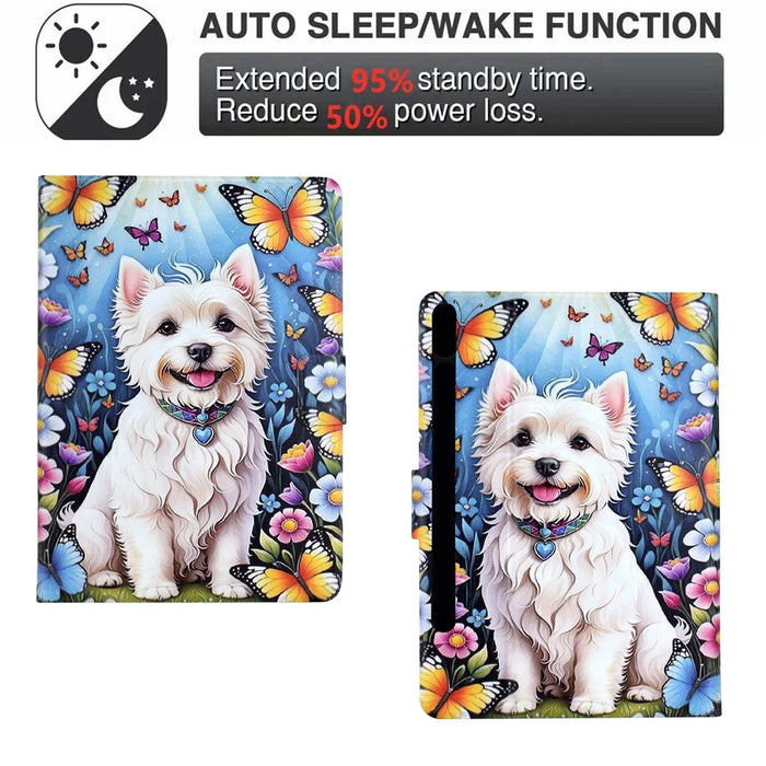 Stand Case for Samsung Galaxy Tab S9 / S9 FE Pattern Printing Tablet Leather Cover with Auto Wake / Sleep - Dog - 5