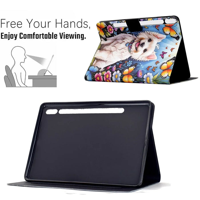 Stand Case for Samsung Galaxy Tab S9 / S9 FE Pattern Printing Tablet Leather Cover with Auto Wake / Sleep - Dog - 6
