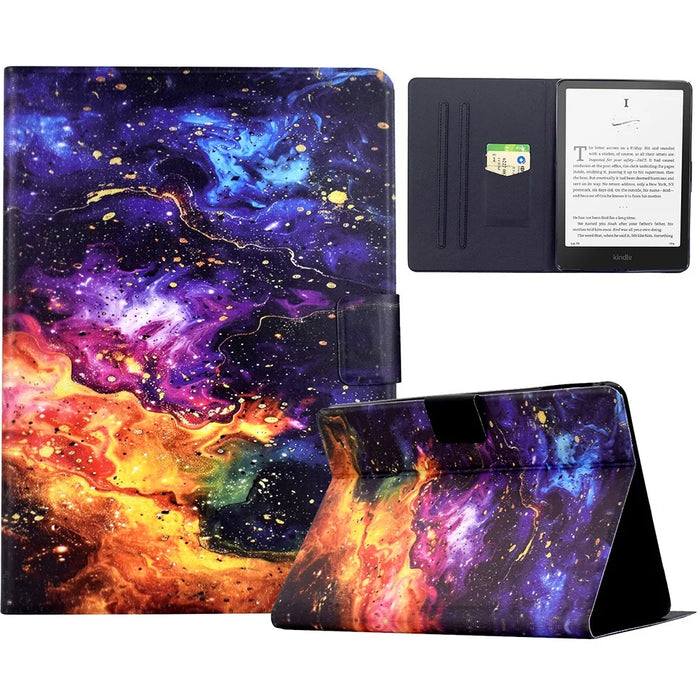 For Amazon Kindle Paperwhite 6 (2024) Stand Case Pattern Printing Tablet Leather Cover with Auto Wake / Sleep - Nebula - 1