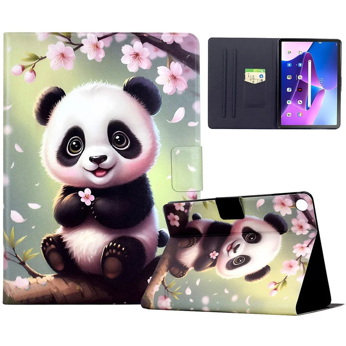 Stand Case for Lenovo Tab M10 (Gen 3) Pattern Printing Tablet Leather Cover with Auto Wake / Sleep - Sakura Panda - 1