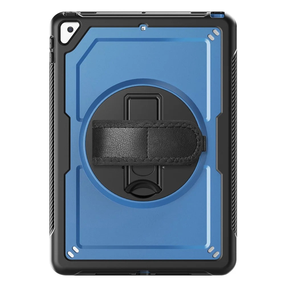 Tablet Case For iPad 10.2 (2021)  /  (2020)  /  (2019)  /  Air 10.5 inch (2019)  /  Pro 10.5-inch (2017) Kickstand PC TPE Cover with Hand Strap - Navy Blue - 2
