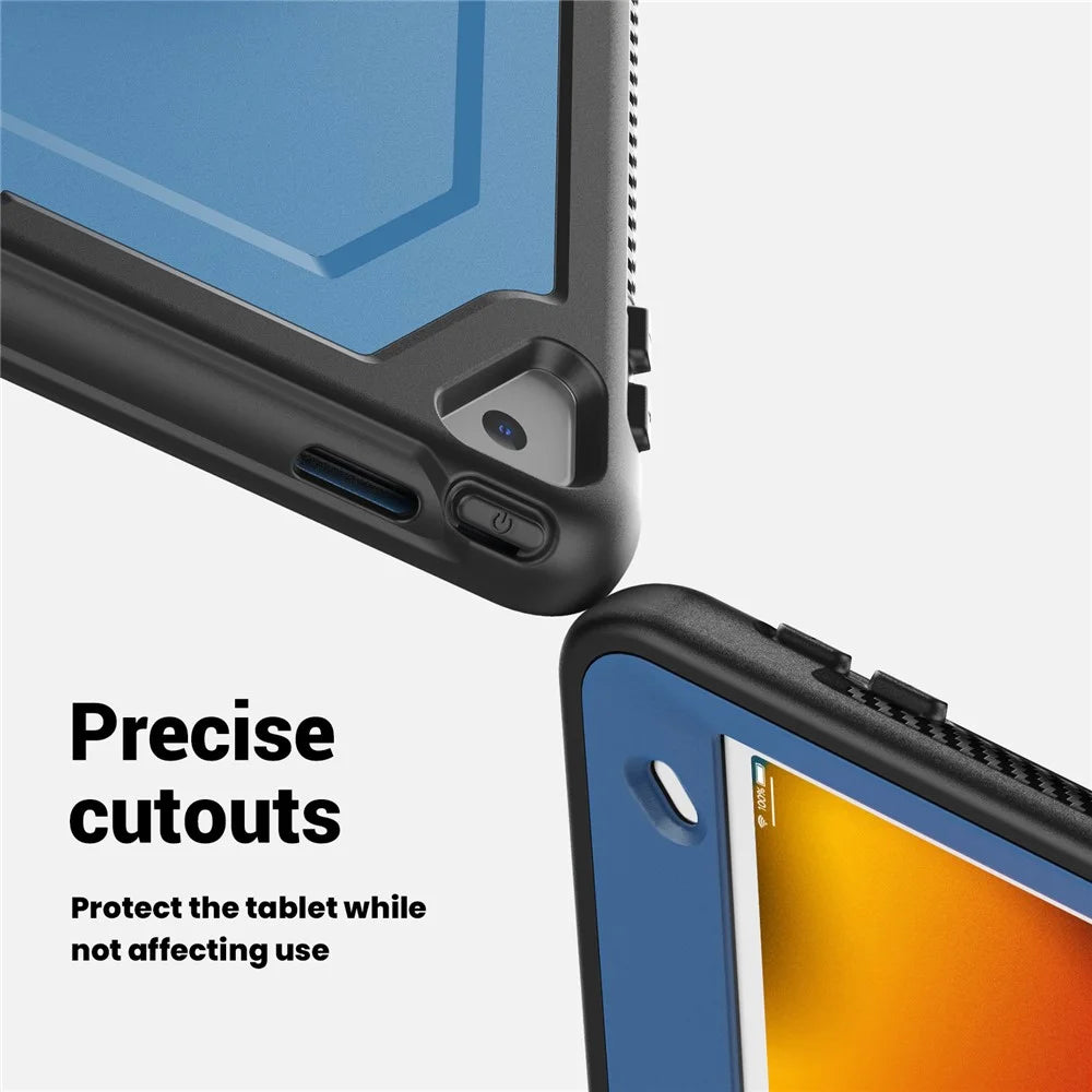 Tablet Case For iPad 10.2 (2021)  /  (2020)  /  (2019)  /  Air 10.5 inch (2019)  /  Pro 10.5-inch (2017) Kickstand PC TPE Cover with Hand Strap - Navy Blue - 7