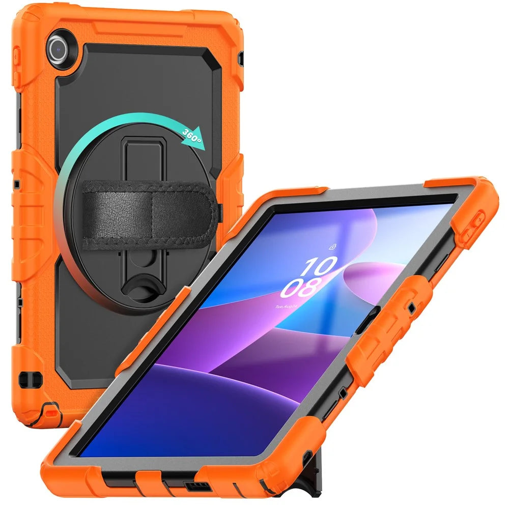 For Lenovo Tab 10.1 (2025) TB-311XU  /  Tab TB311FU Case PC + Silicone Tablet Cover with PET Anti-Scratch Film and Shoulder Strap - Orange - 2