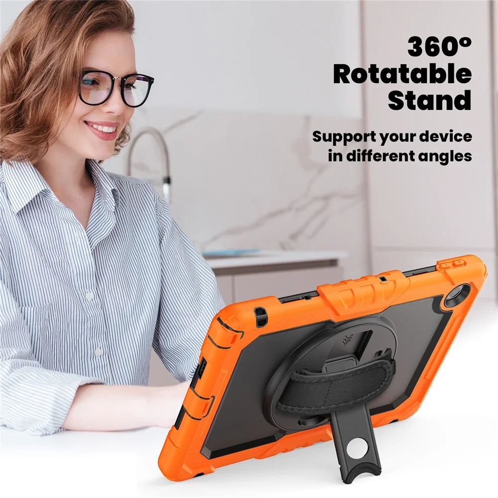 For Lenovo Tab 10.1 (2025) TB-311XU  /  Tab TB311FU Case PC + Silicone Tablet Cover with PET Anti-Scratch Film and Shoulder Strap - Orange - 3