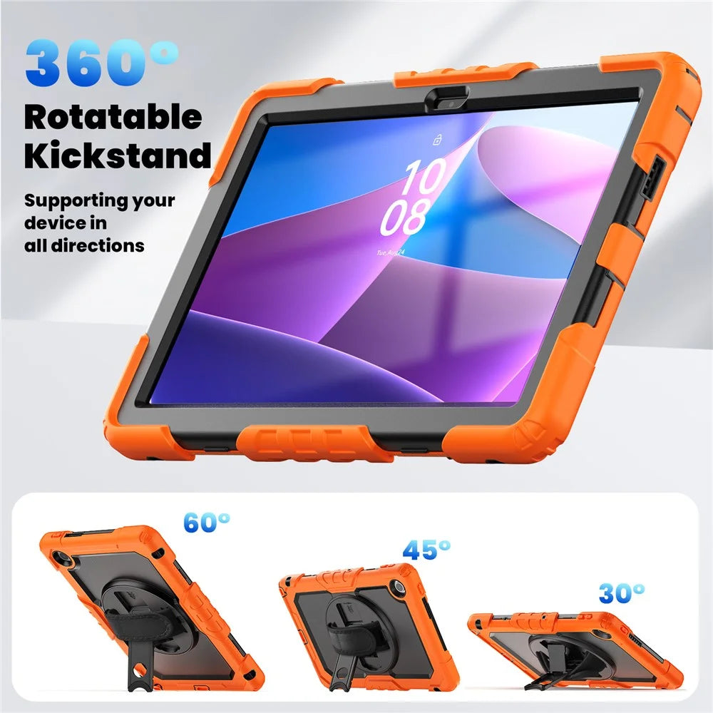 For Lenovo Tab 10.1 (2025) TB-311XU  /  Tab TB311FU Case PC + Silicone Tablet Cover with PET Anti-Scratch Film and Shoulder Strap - Orange - 4