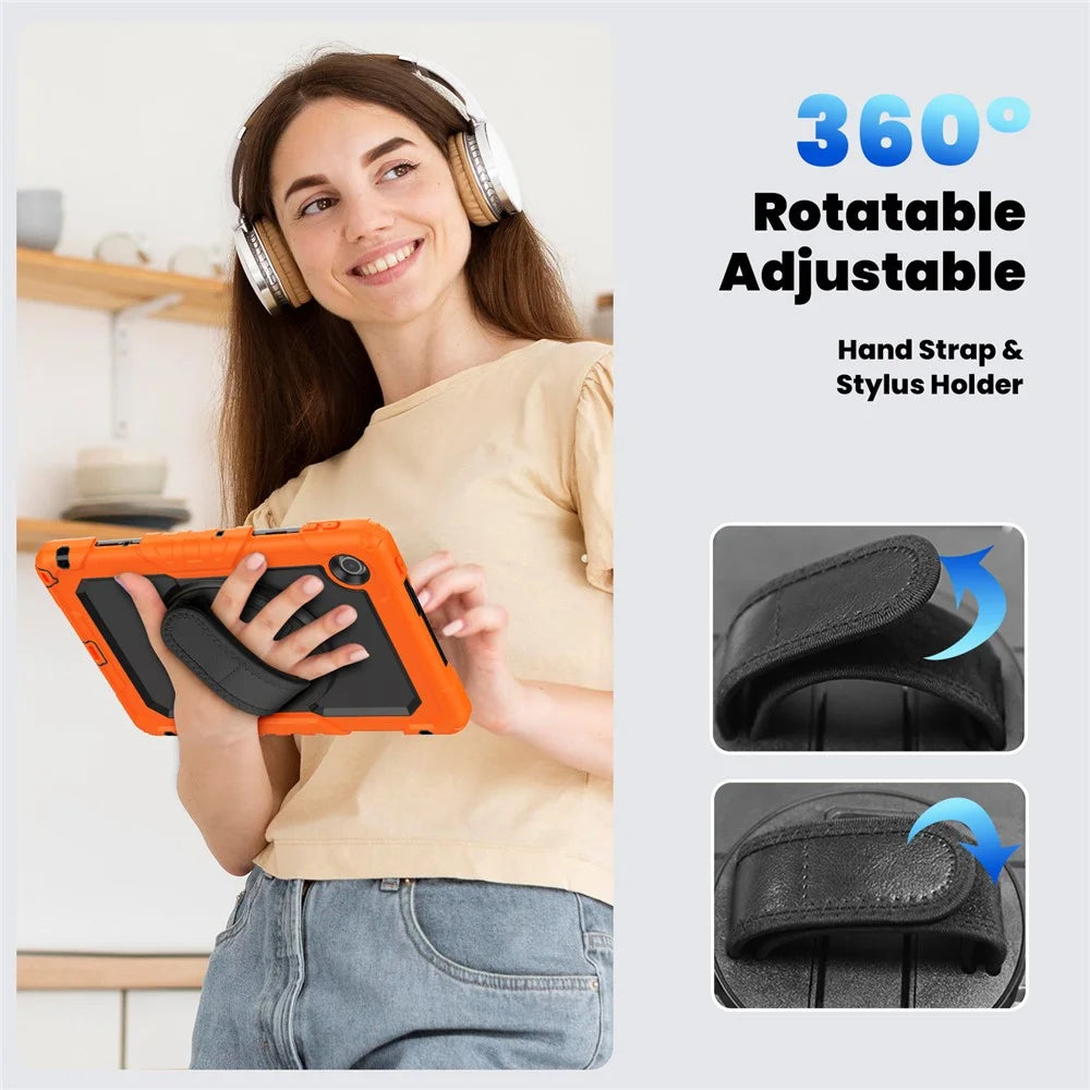 For Lenovo Tab 10.1 (2025) TB-311XU  /  Tab TB311FU Case PC + Silicone Tablet Cover with PET Anti-Scratch Film and Shoulder Strap - Orange - 5