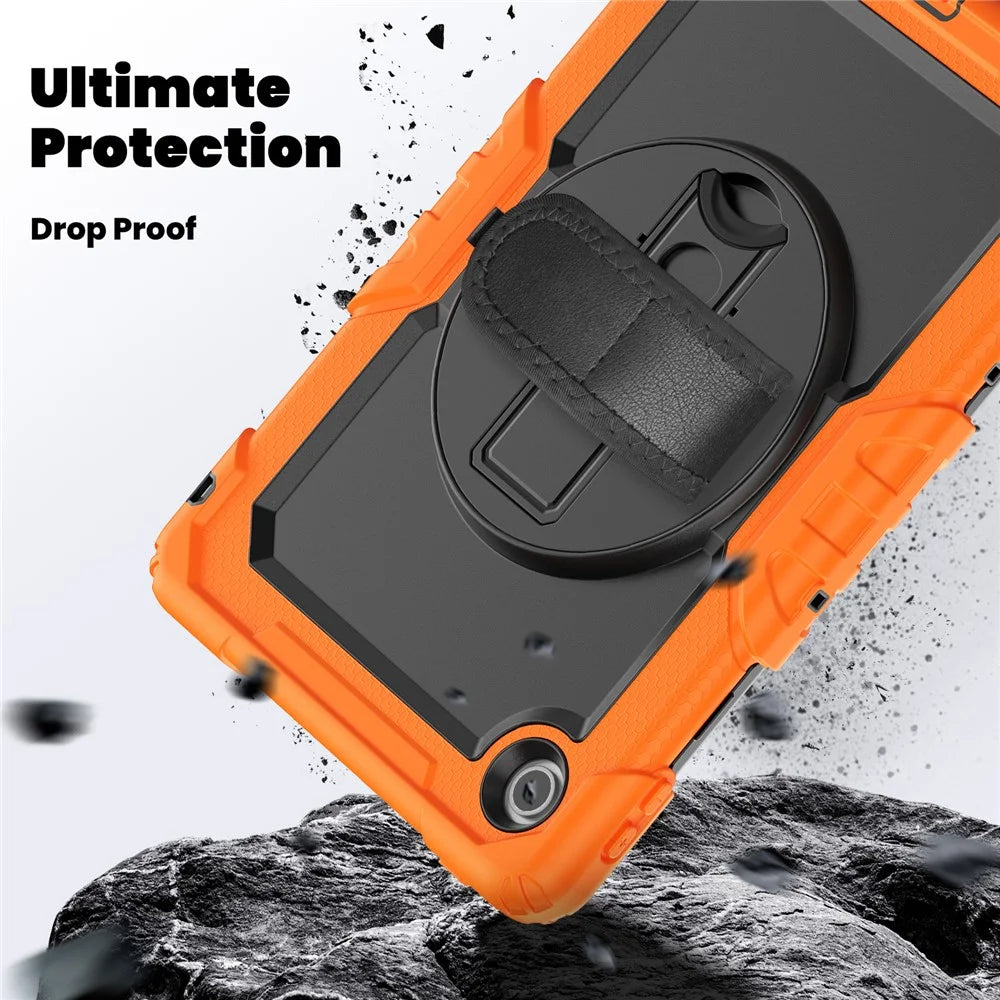 For Lenovo Tab 10.1 (2025) TB-311XU  /  Tab TB311FU Case PC + Silicone Tablet Cover with PET Anti-Scratch Film and Shoulder Strap - Orange - 7
