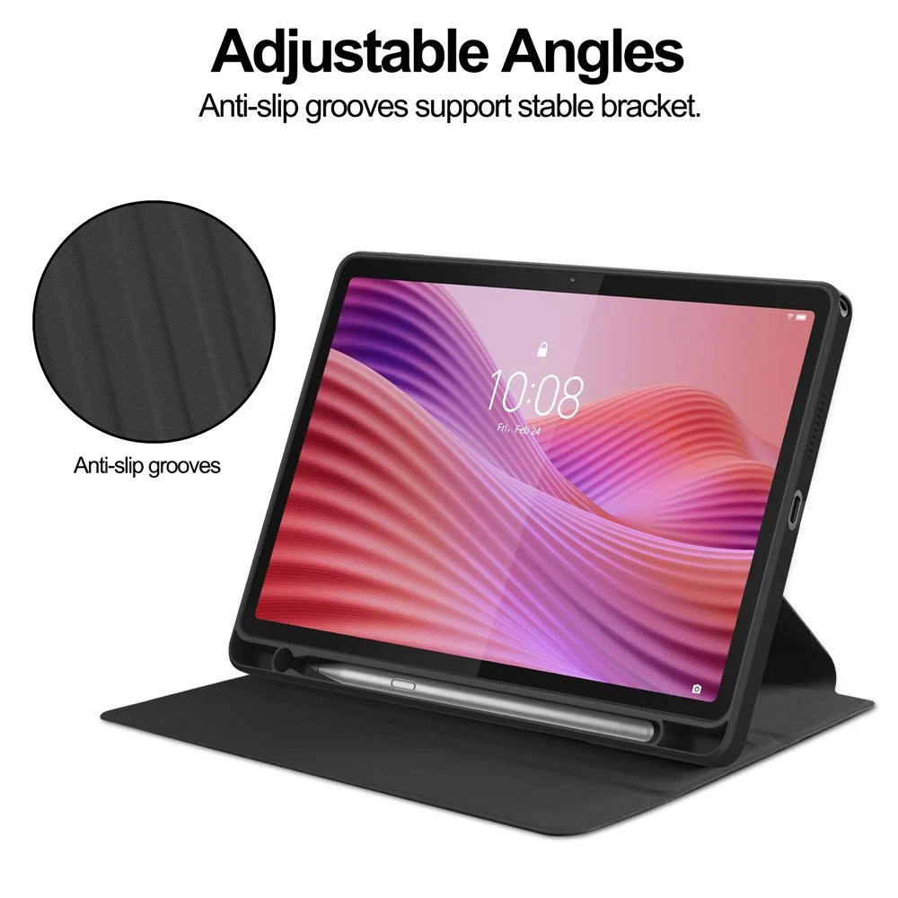 For Lenovo Tab TB311FU Case 360° Rotary Stand PU Leather+Acrylic Tablet Cover (Without Keyboard) - Black - 2
