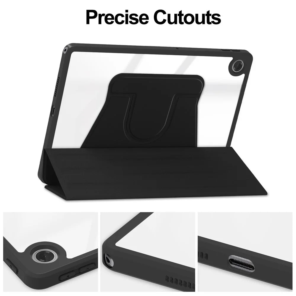 For Lenovo Tab TB311FU Case 360° Rotary Stand PU Leather+Acrylic Tablet Cover (Without Keyboard) - Black - 3