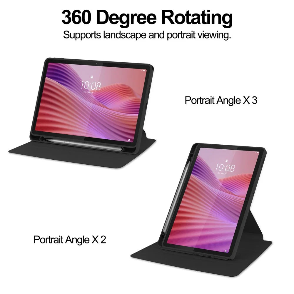 For Lenovo Tab TB311FU Case 360° Rotary Stand PU Leather+Acrylic Tablet Cover (Without Keyboard) - Black - 4