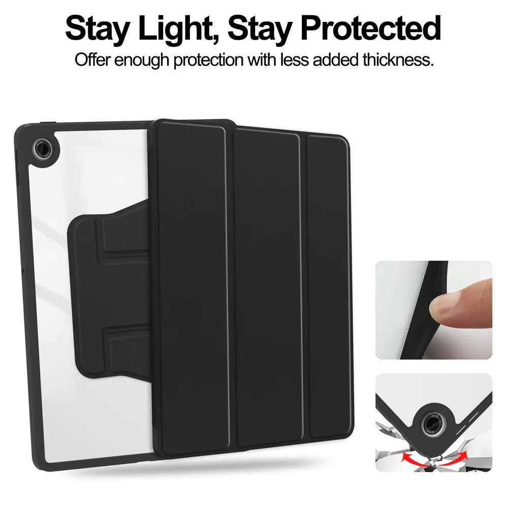 For Lenovo Tab TB311FU Case 360° Rotary Stand PU Leather+Acrylic Tablet Cover (Without Keyboard) - Black - 6