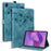 For Lenovo Tab K10C / Tab E10C Case Card Slots Leather Tablet Stand Folio Cover Flower Cat - Green - 1