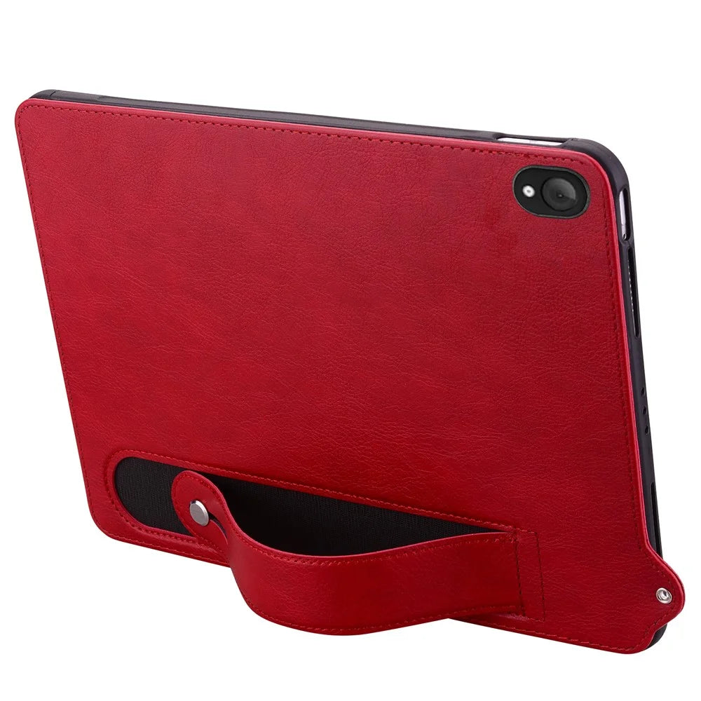 For Lenovo Tab K10C / Tab E10C Case Hand Strap Kickstand Leather Tablet Cover - Red - 2