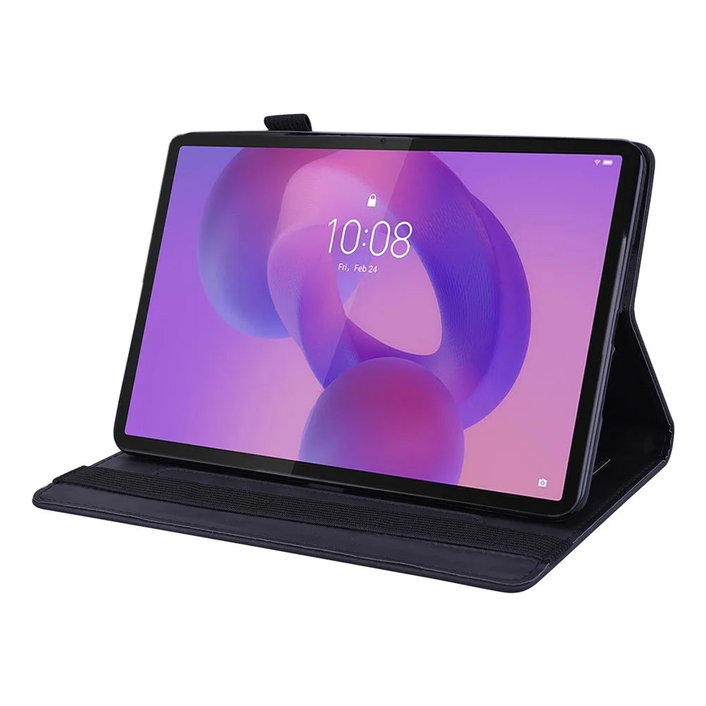 For Lenovo Tab K10C  /  E10C Tablet Case Card Slots Leather Cover Flower Pattern - Black - 3