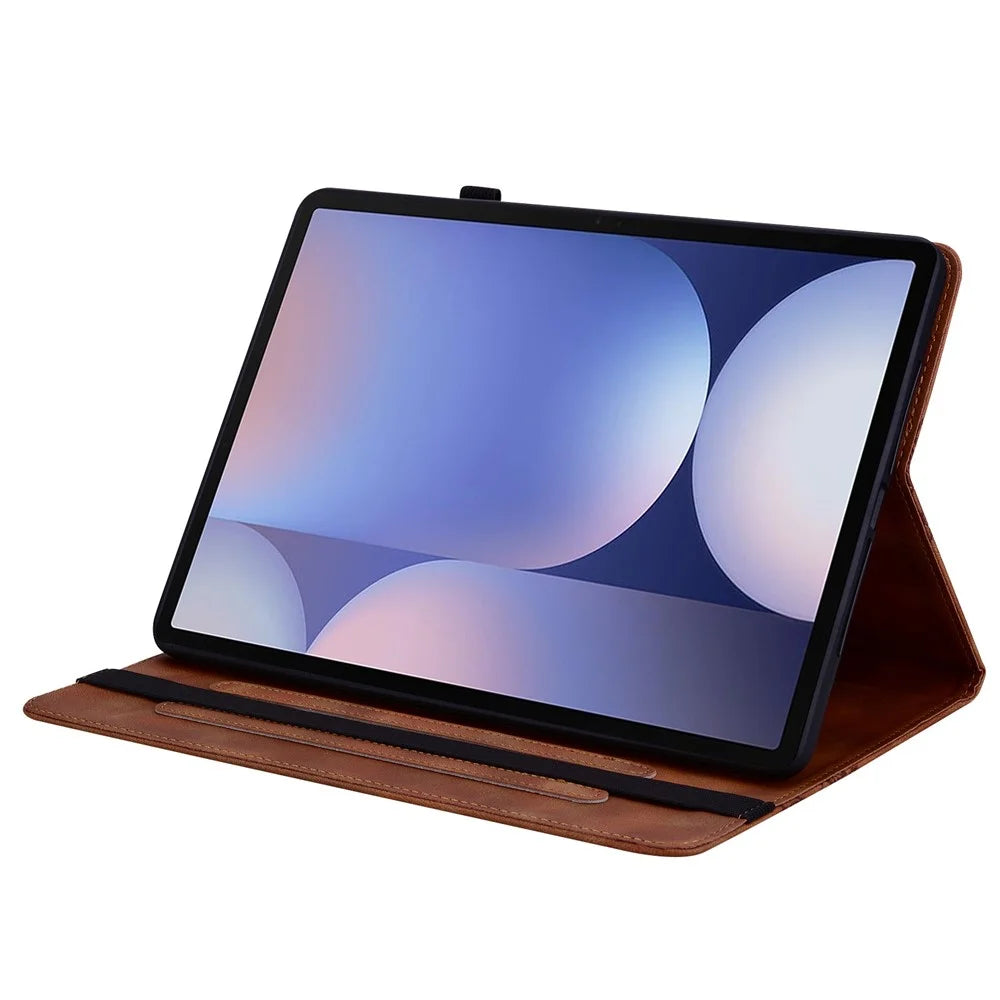 Leather Case For Samsung Galaxy Tab S10+  /  S9 FE+  /  S9+ Heart Imprint Foldable Stand Card Slot Stylus Holder Tablet Cover - Brown - 3