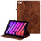 For iPad mini (2024)  /  (2021) Leather Case Heart Imprint Foldable Stand Card Slot Stylus Holder Tablet Cover - Brown - 1